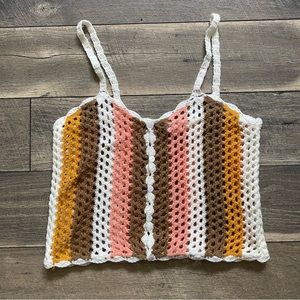 Le Lis || Looseknit Button Front Crochet Boho Tank Size L